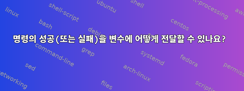 명령의 성공(또는 실패)을 변수에 어떻게 전달할 수 있나요?