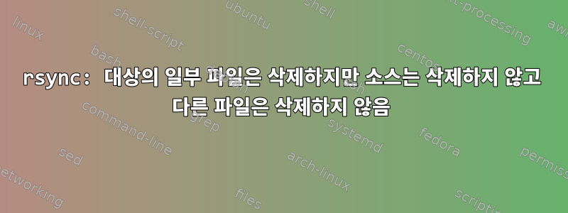 rsync: 대상의 일부 파일은 삭제하지만 소스는 삭제하지 않고 다른 파일은 삭제하지 않음