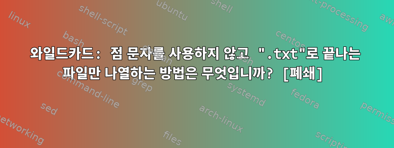 와일드카드: 점 문자를 사용하지 않고 ".txt"로 끝나는 파일만 나열하는 방법은 무엇입니까? [폐쇄]