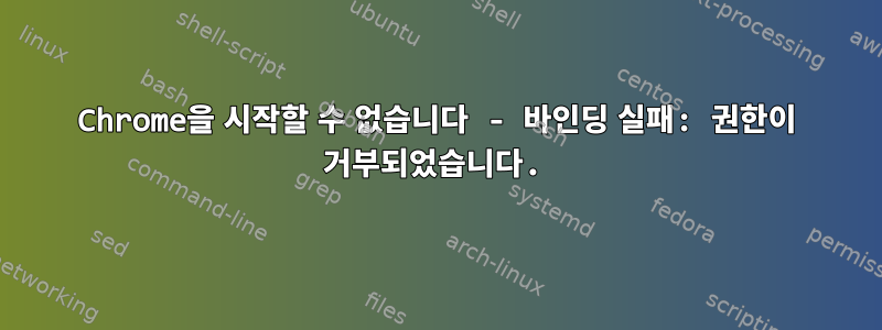 Chrome을 시작할 수 없습니다 - 바인딩 실패: 권한이 거부되었습니다.