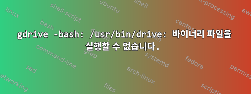 gdrive -bash: /usr/bin/drive: 바이너리 파일을 실행할 수 없습니다.