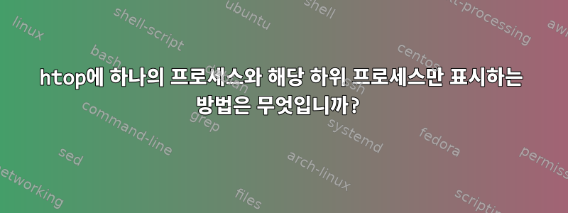 htop에 하나의 프로세스와 해당 하위 프로세스만 표시하는 방법은 무엇입니까?