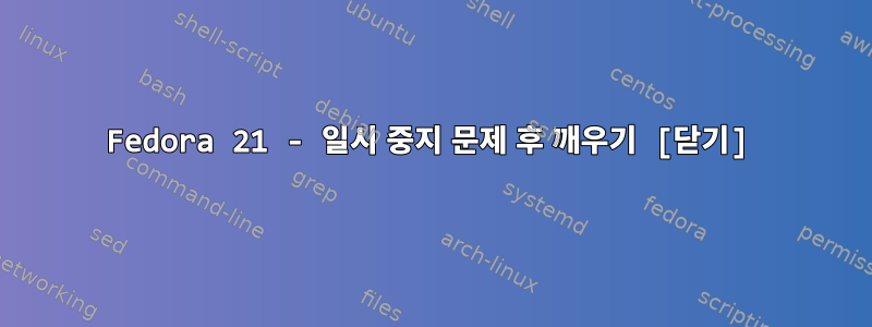 Fedora 21 - 일시 중지 문제 후 깨우기 [닫기]