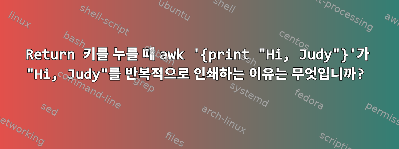 Return 키를 누를 때 awk '{print "Hi, Judy"}'가 "Hi, Judy"를 반복적으로 인쇄하는 이유는 무엇입니까?