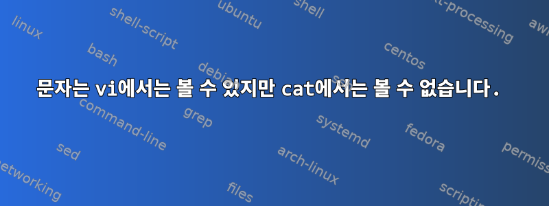 문자는 vi에서는 볼 수 있지만 cat에서는 볼 수 없습니다.