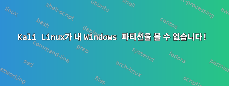 Kali Linux가 내 Windows 파티션을 볼 수 없습니다!