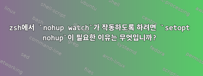 zsh에서 `nohup watch`가 작동하도록 하려면 `setopt nohup`이 필요한 이유는 무엇입니까?