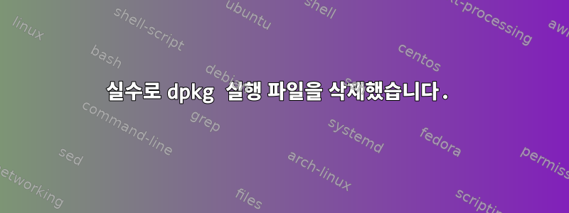 실수로 dpkg 실행 파일을 삭제했습니다.