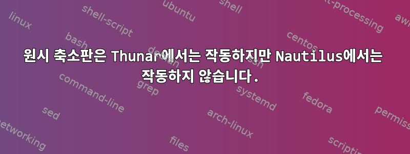 원시 축소판은 Thunar에서는 작동하지만 Nautilus에서는 작동하지 않습니다.