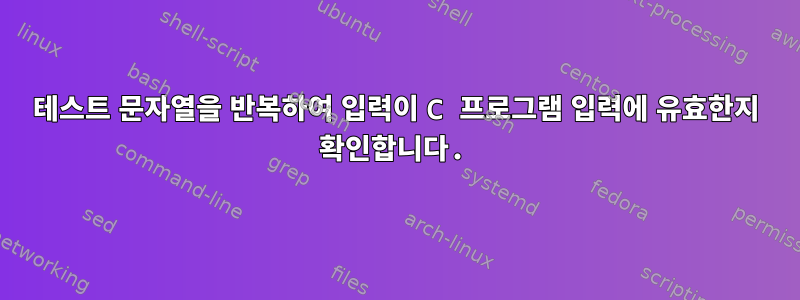 테스트 문자열을 반복하여 입력이 C 프로그램 입력에 유효한지 확인합니다.