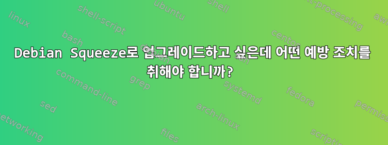 Debian Squeeze로 업그레이드하고 싶은데 어떤 예방 조치를 취해야 합니까?