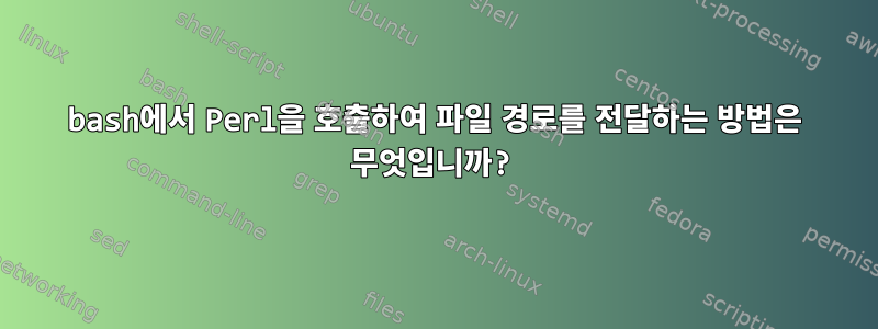 bash에서 Perl을 호출하여 파일 경로를 전달하는 방법은 무엇입니까?