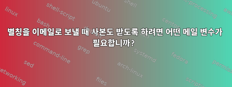 별칭을 이메일로 보낼 때 사본도 받도록 하려면 어떤 메일 변수가 필요합니까?