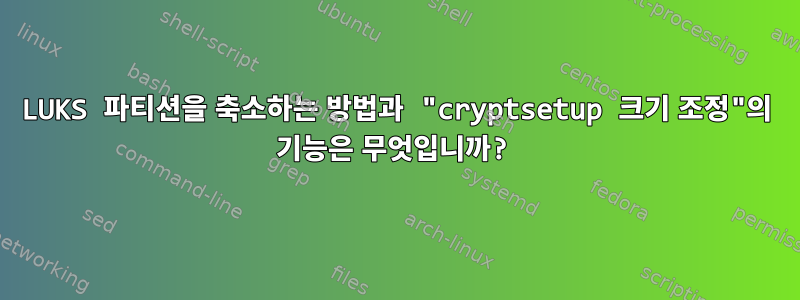 LUKS 파티션을 축소하는 방법과 "cryptsetup 크기 조정"의 기능은 무엇입니까?