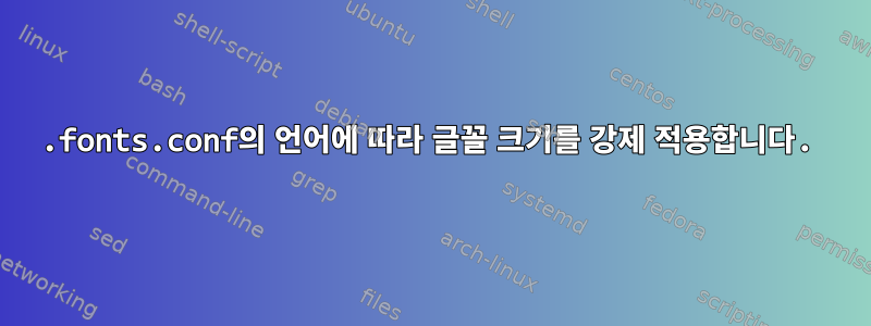 .fonts.conf의 언어에 따라 글꼴 크기를 강제 적용합니다.