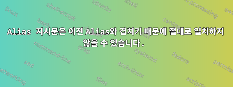 Alias ​​지시문은 이전 Alias와 겹치기 때문에 절대로 일치하지 않을 수 있습니다.