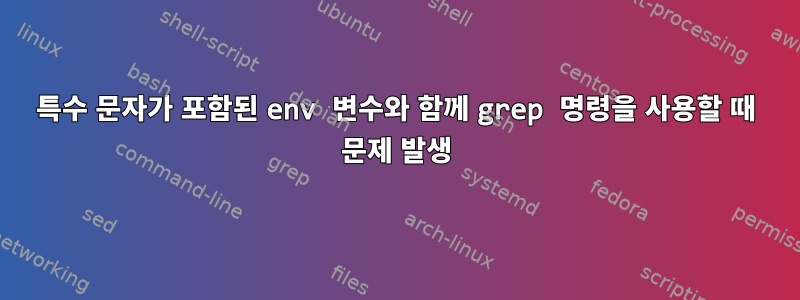 특수 문자가 포함된 env 변수와 함께 grep 명령을 사용할 때 문제 발생