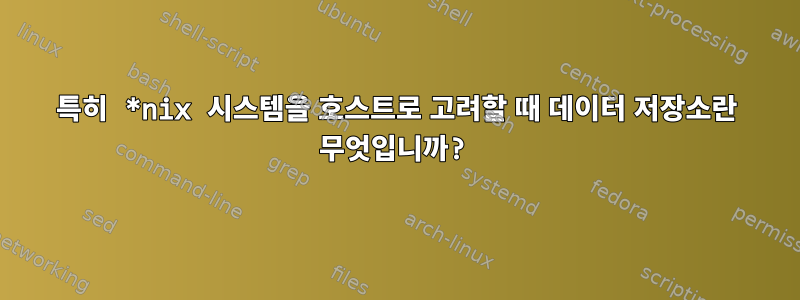 특히 *nix 시스템을 호스트로 고려할 때 데이터 저장소란 무엇입니까?