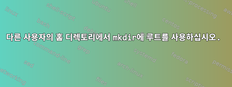 다른 사용자의 홈 디렉토리에서 mkdir에 루트를 사용하십시오.