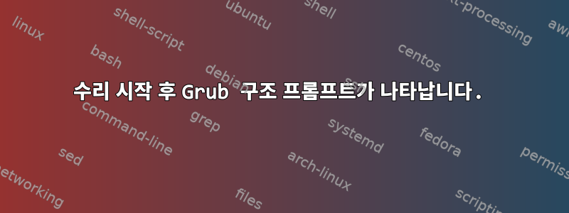 수리 시작 후 Grub 구조 프롬프트가 나타납니다.