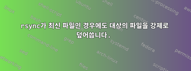 rsync가 최신 파일인 경우에도 대상의 파일을 강제로 덮어씁니다.