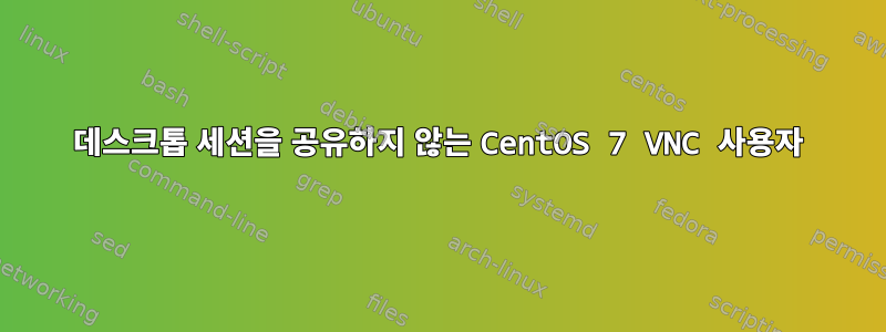 데스크톱 세션을 공유하지 않는 CentOS 7 VNC 사용자