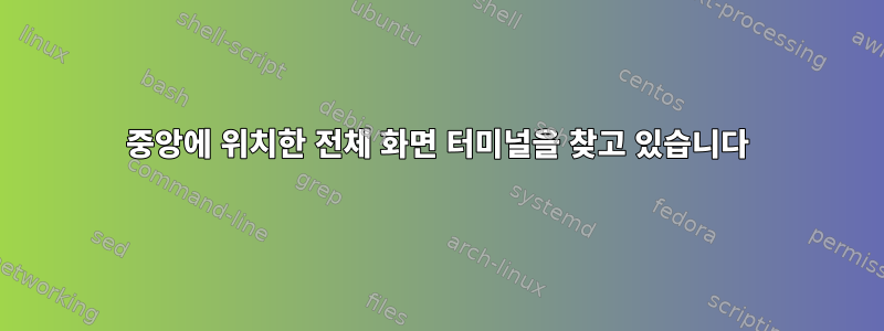 중앙에 위치한 전체 화면 터미널을 찾고 있습니다