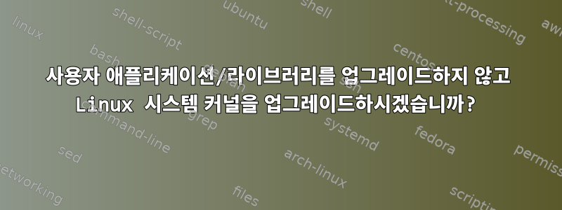 사용자 애플리케이션/라이브러리를 업그레이드하지 않고 Linux 시스템 커널을 업그레이드하시겠습니까?