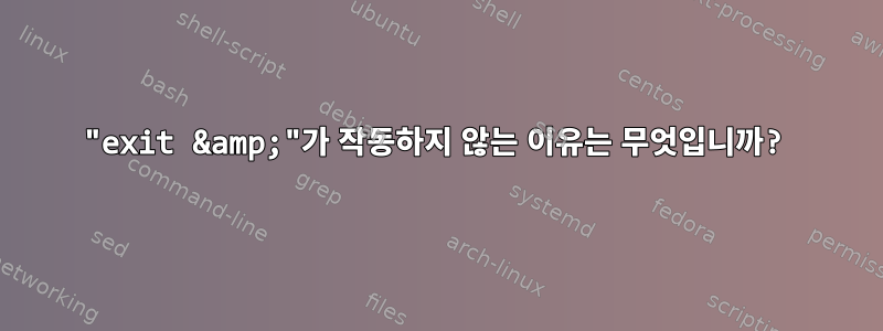 "exit &amp;"가 작동하지 않는 이유는 무엇입니까?