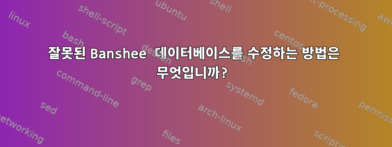 잘못된 Banshee 데이터베이스를 수정하는 방법은 무엇입니까?