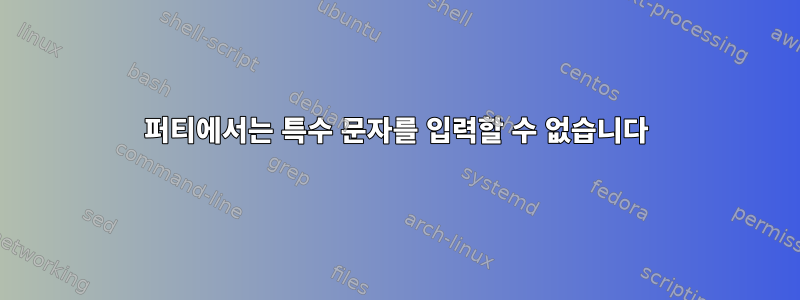 퍼티에서는 특수 문자를 입력할 수 없습니다