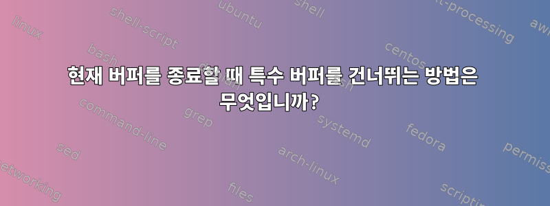 현재 버퍼를 종료할 때 특수 버퍼를 건너뛰는 방법은 무엇입니까?