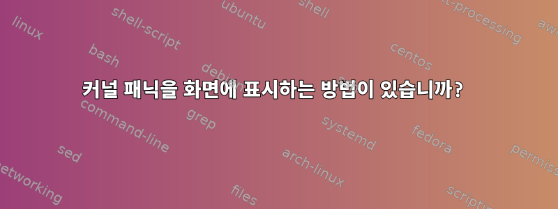 커널 패닉을 화면에 표시하는 방법이 있습니까?