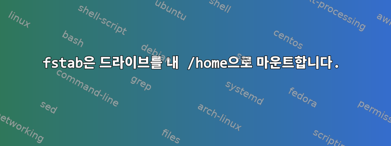 fstab은 드라이브를 내 /home으로 마운트합니다.