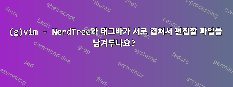 (g)vim - NerdTree와 태그바가 서로 겹쳐서 편집할 파일을 남겨두나요?