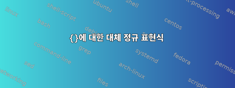 {}에 대한 대체 정규 표현식