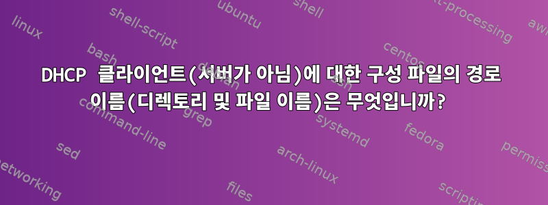 DHCP 클라이언트(서버가 아님)에 대한 구성 파일의 경로 이름(디렉토리 및 파일 이름)은 무엇입니까?