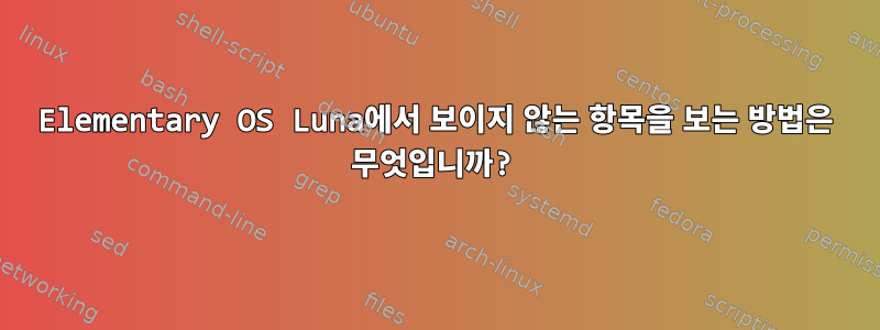 Elementary OS Luna에서 보이지 않는 항목을 보는 방법은 무엇입니까?