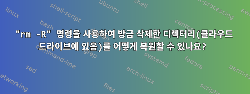 "rm -R" 명령을 사용하여 방금 삭제한 디렉터리(클라우드 드라이브에 있음)를 어떻게 복원할 수 있나요?