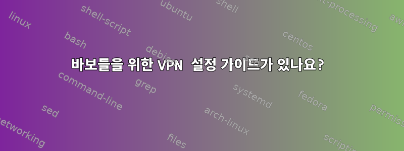 바보들을 위한 VPN 설정 가이드가 있나요?