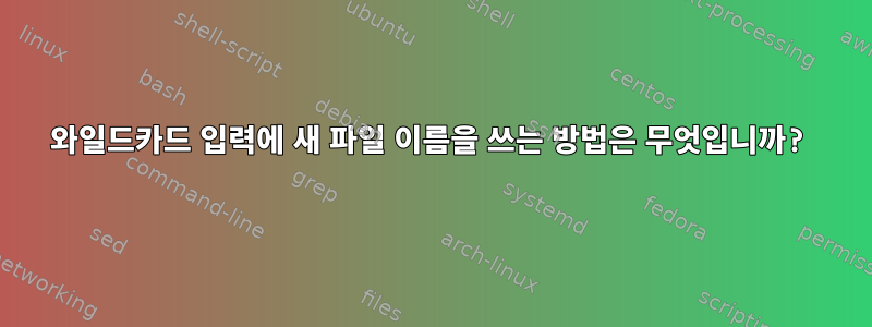 와일드카드 입력에 새 파일 이름을 쓰는 방법은 무엇입니까?