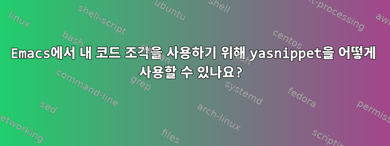 Emacs에서 내 코드 조각을 사용하기 위해 yasnippet을 어떻게 사용할 수 있나요?