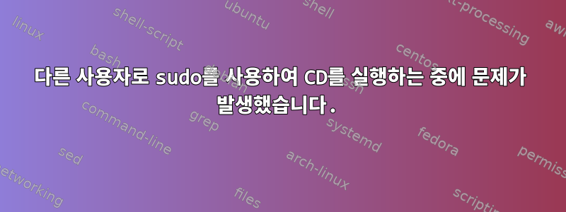 다른 사용자로 sudo를 사용하여 CD를 실행하는 중에 문제가 발생했습니다.