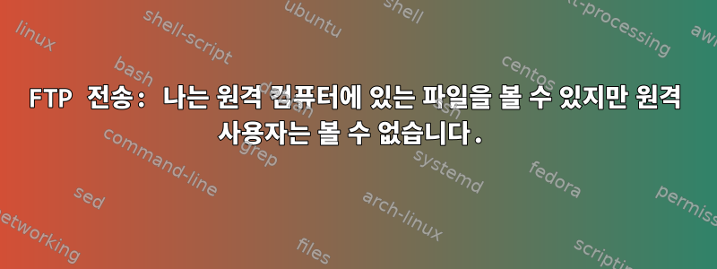 FTP 전송: 나는 원격 컴퓨터에 있는 파일을 볼 수 있지만 원격 사용자는 볼 수 없습니다.