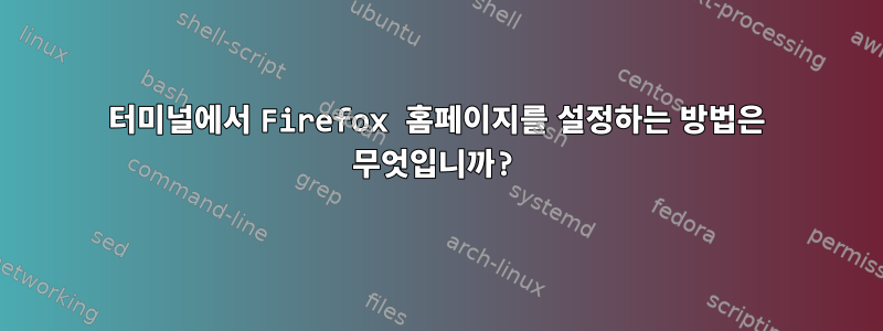 터미널에서 Firefox 홈페이지를 설정하는 방법은 무엇입니까?