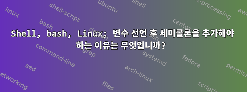 Shell, bash, Linux; 변수 선언 후 세미콜론을 추가해야 하는 이유는 무엇입니까?