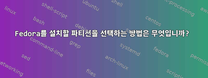 Fedora를 설치할 파티션을 선택하는 방법은 무엇입니까?