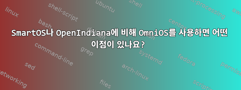 SmartOS나 OpenIndiana에 비해 OmniOS를 사용하면 어떤 이점이 있나요?