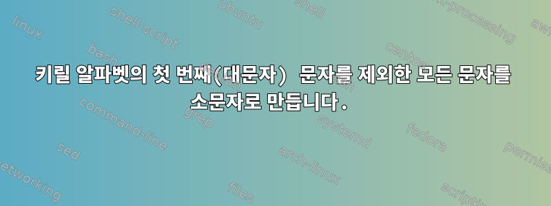 키릴 알파벳의 첫 번째(대문자) 문자를 제외한 모든 문자를 소문자로 만듭니다.