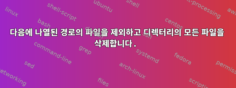 다음에 나열된 경로의 파일을 제외하고 디렉터리의 모든 파일을 삭제합니다.